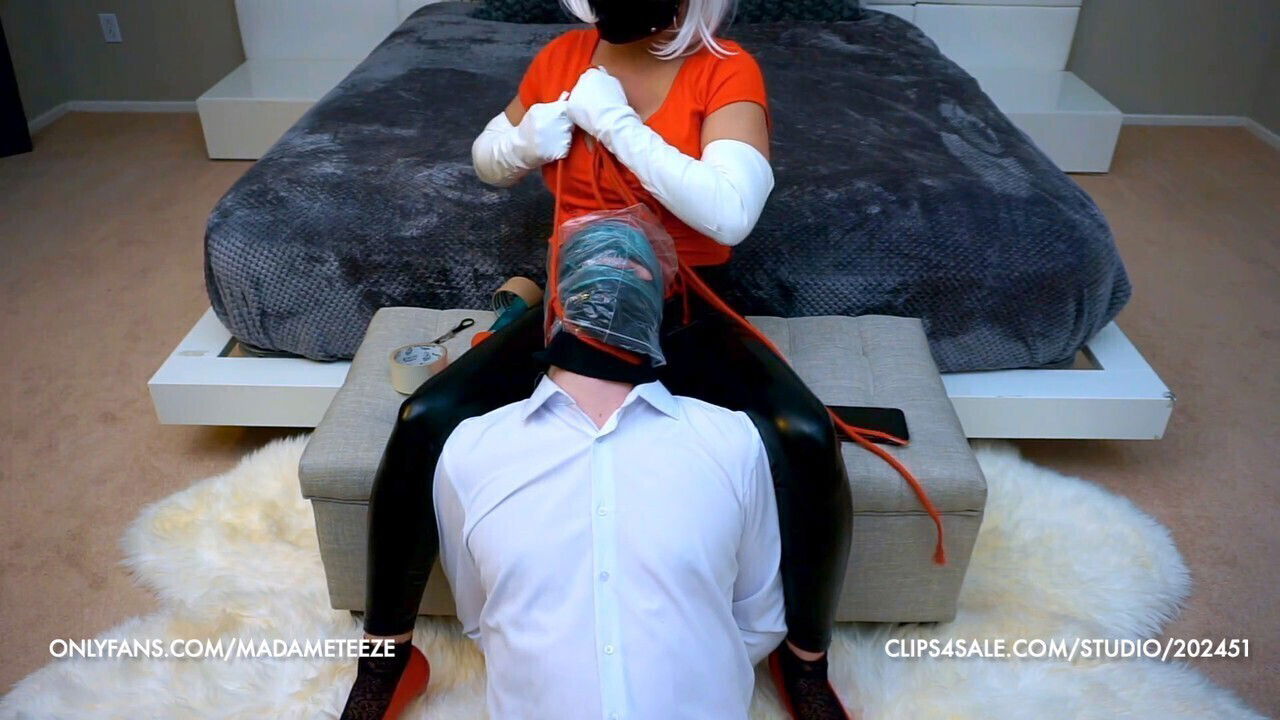 Dominant woman, domination submission, hand over mouth