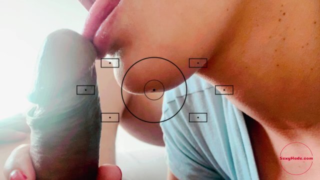 Hade taking care balls with soft tongue while giving blowjob