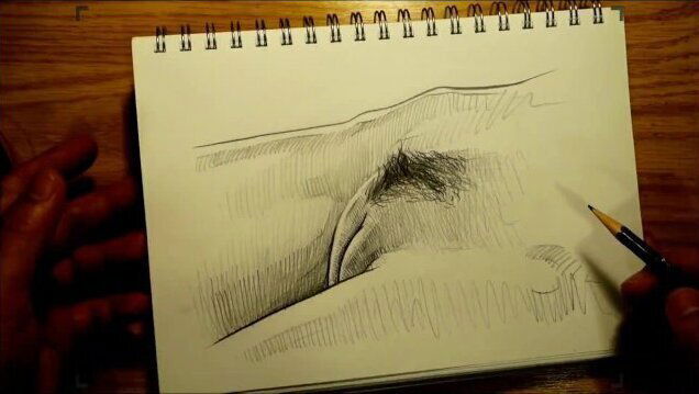 Lana Rhoades hairy pussy pencil drawing