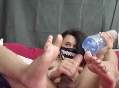 Waving Soft Feet Around While Fucking Fleshlight