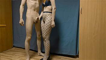 Redhead girlfriend jerks boyfriend with fetish elements