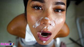 Thai Girl School Uniform Sucks &amp_ gets Facial