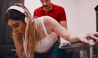 I catch him by surprise while cleaning the clothes