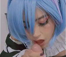 Really dirty hard blowjob from re:zero cosplay