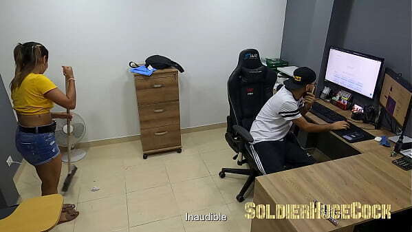 have friend helping clean office... wants charge with starts seducing Gaby Jimenez