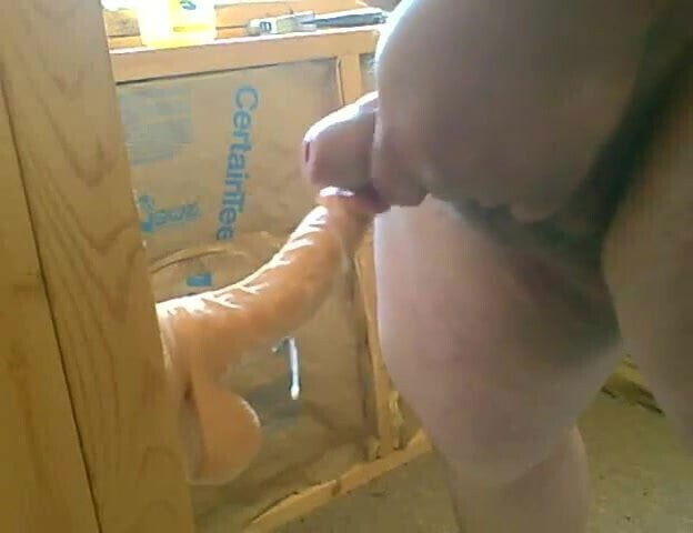 Fucking Wall Mounted Dildo Then Cumming