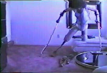 pretending woman struggle stand with Prothesis