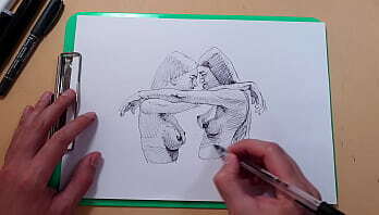 beautiful sexy girls, quick sketch with ballpoint