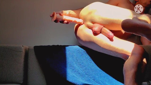 fucks with HUGE dildo then uses BIGGER