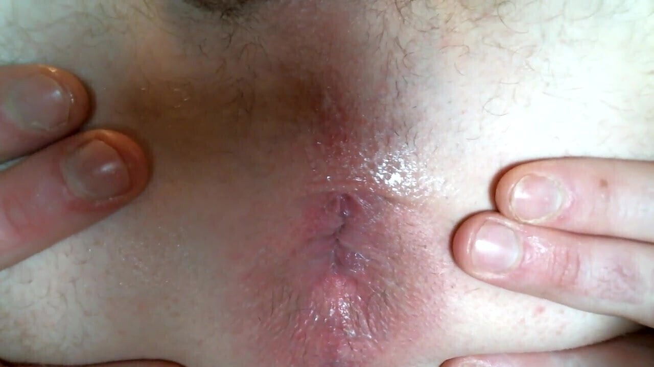 Warming hungry asshole with lube creampie