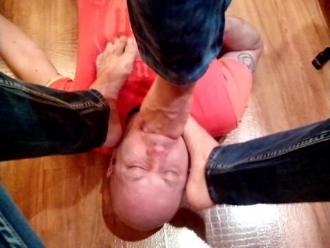 CONTINUATION of a very PASSIONATE THREESOME - EXTREME leg GAGGING in jeans