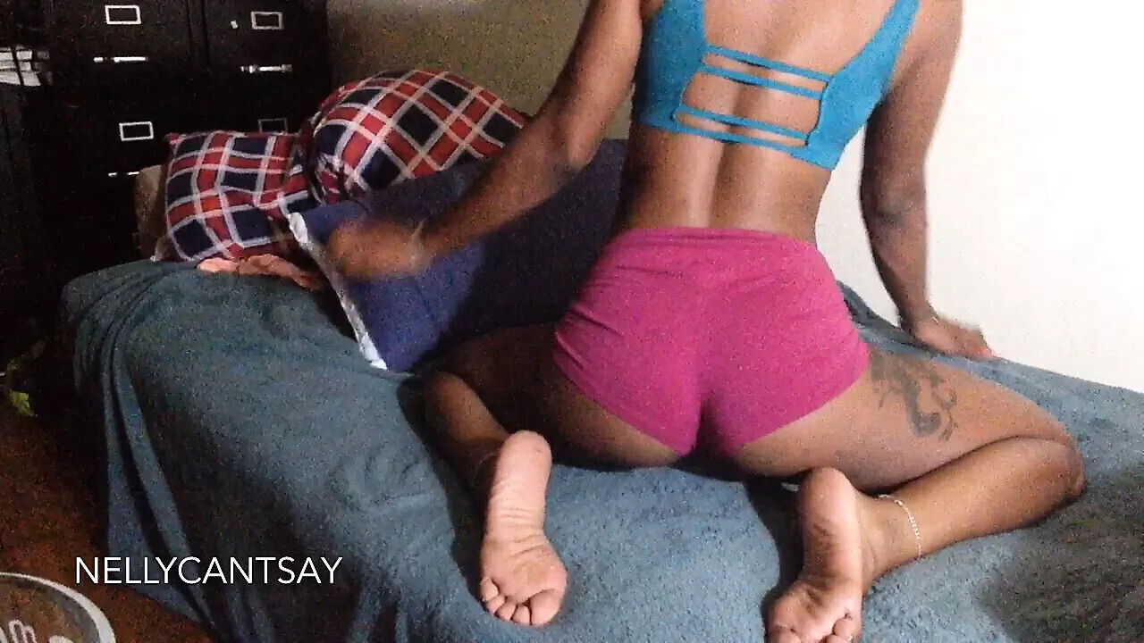 slim thick long legs couch showing cameltoe tight