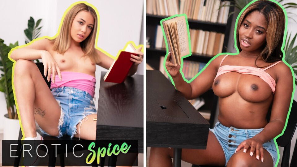 Blonde teen Rika Fane secret lesbian with pretty ebony girlfriend Boni romantic pussy licking orgasms