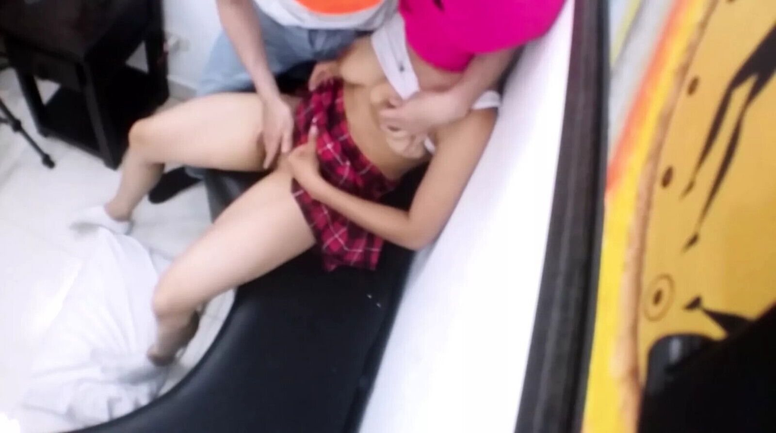 Hard orgasm when fingering pussy tight boobs young schoolgirl stepsister after sclass whit home alone