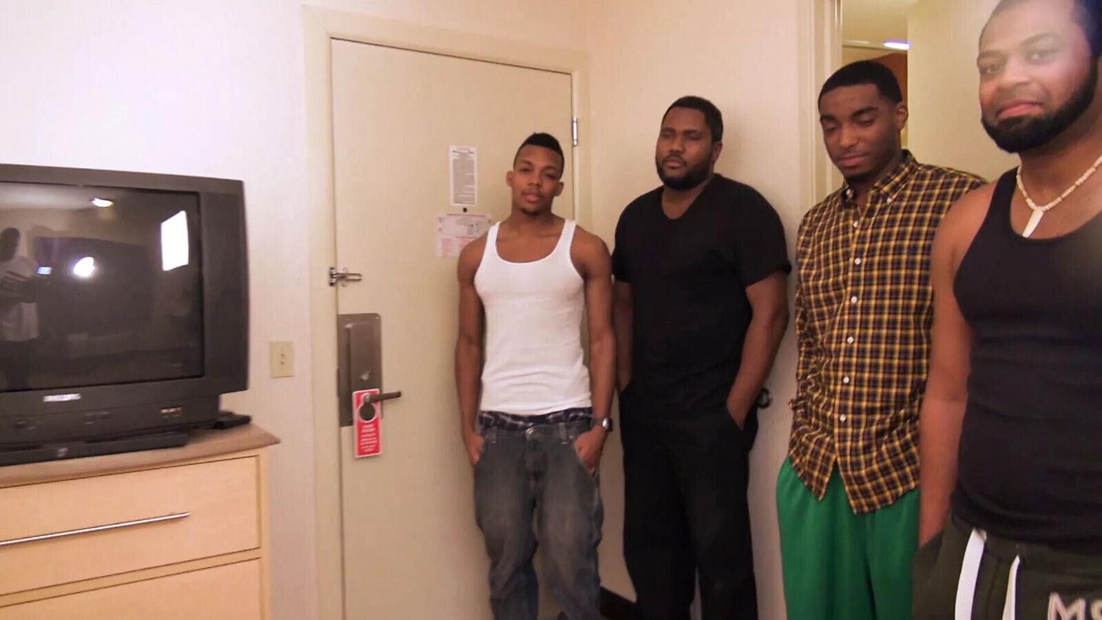 Hotel Gangbang with Chubby Lady four Dicks