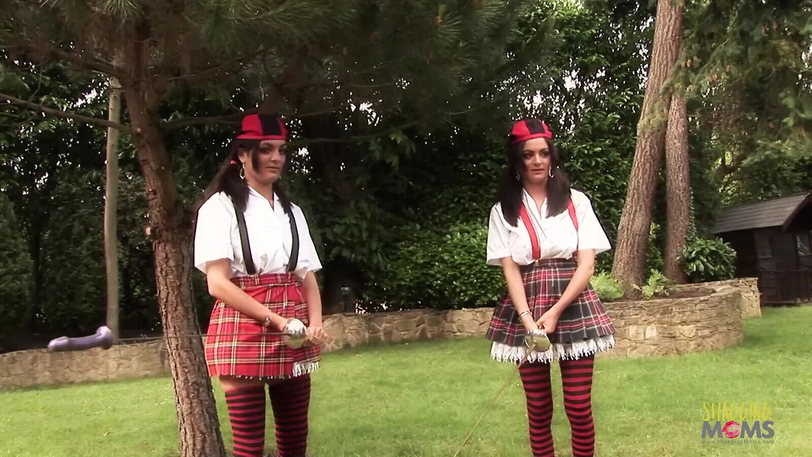 Blonde milf dressed Alise Wonderland gets into intense outdoor group role play action