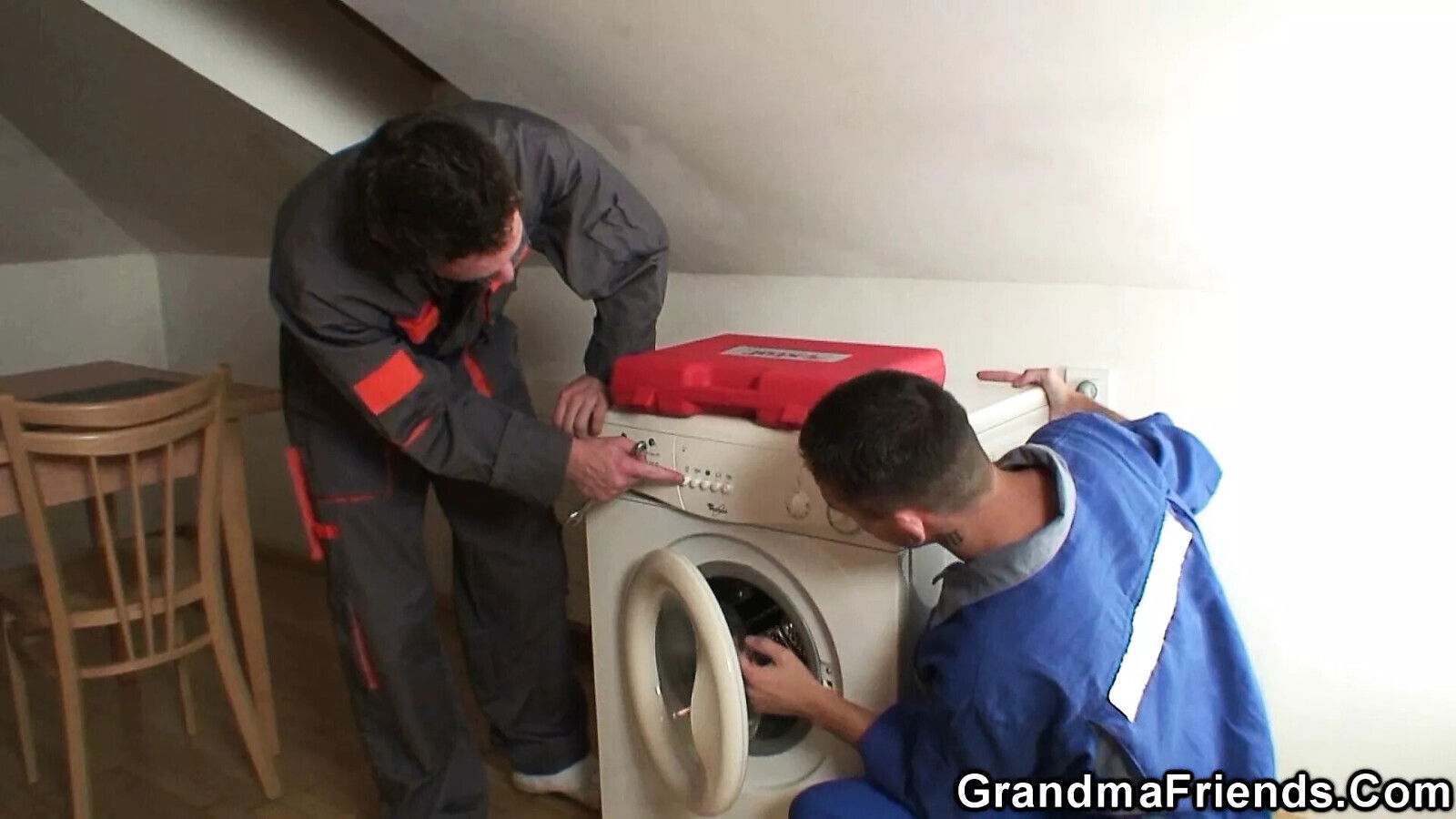repairmen fuck cock-hungry grandma