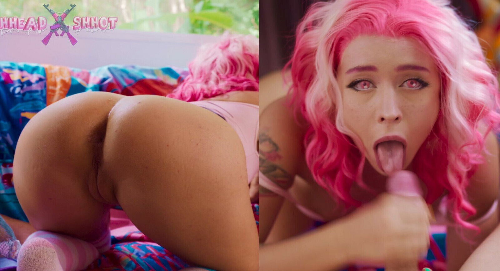 Anime girl sucking huge dick masturbating pussy AliceBong