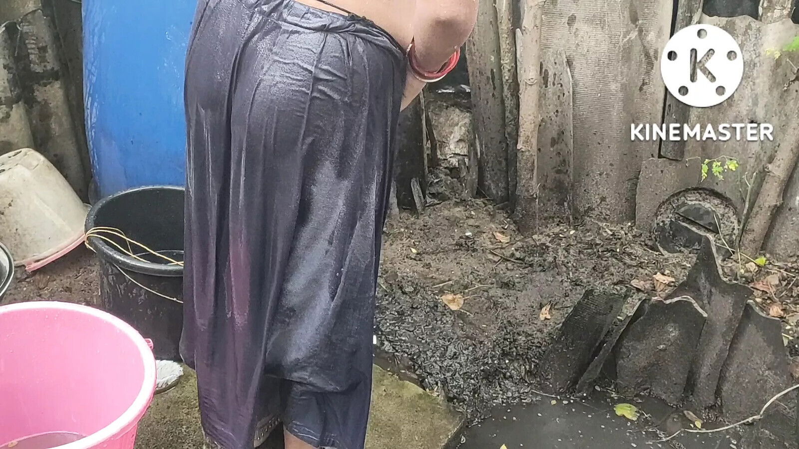 Anita yada bathing topless outside