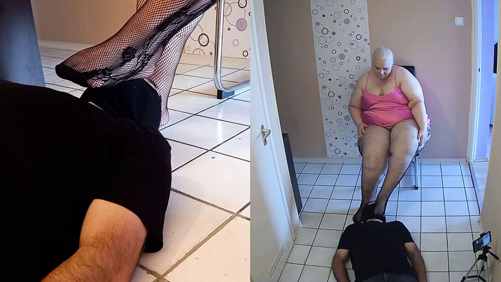 Worshiping fishnets feet