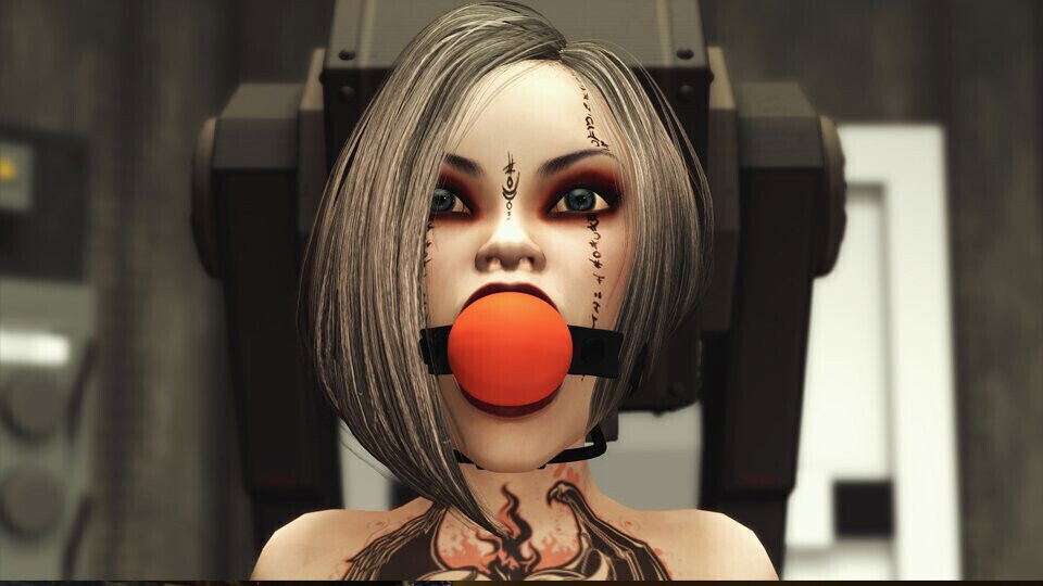 Ballgagged cuffed girl gets fucked black masked woman