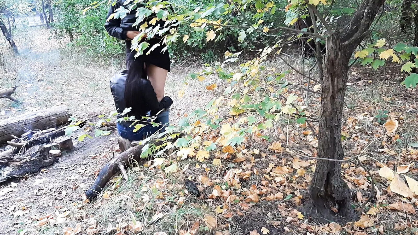 Beautiful public woods fire Lesbian-illusion