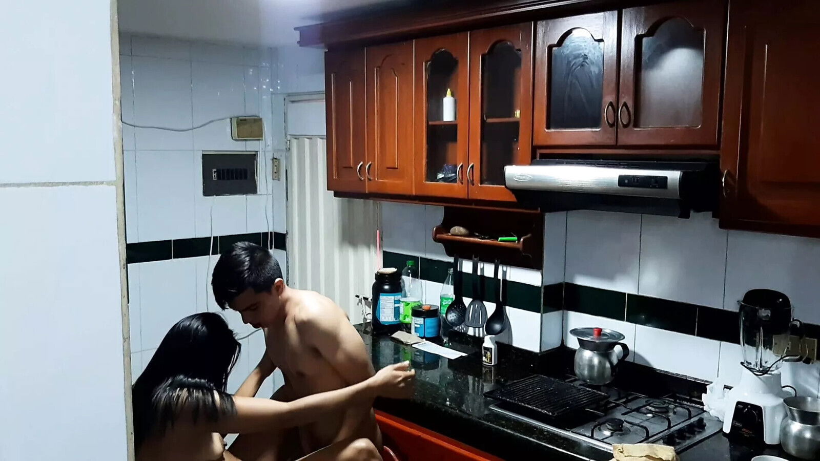 They record while lick stepsister's pussy kitchen. Pt2. delicious blowjob counter