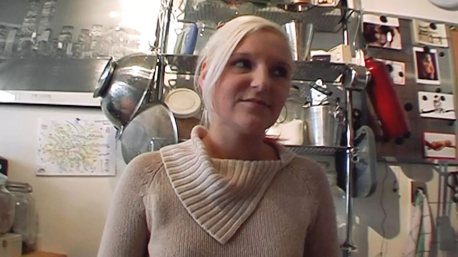 Exotic German blonde loves eating after having