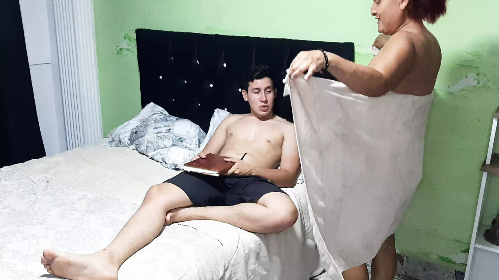 stepmother interrupts room give blowjob fucking.