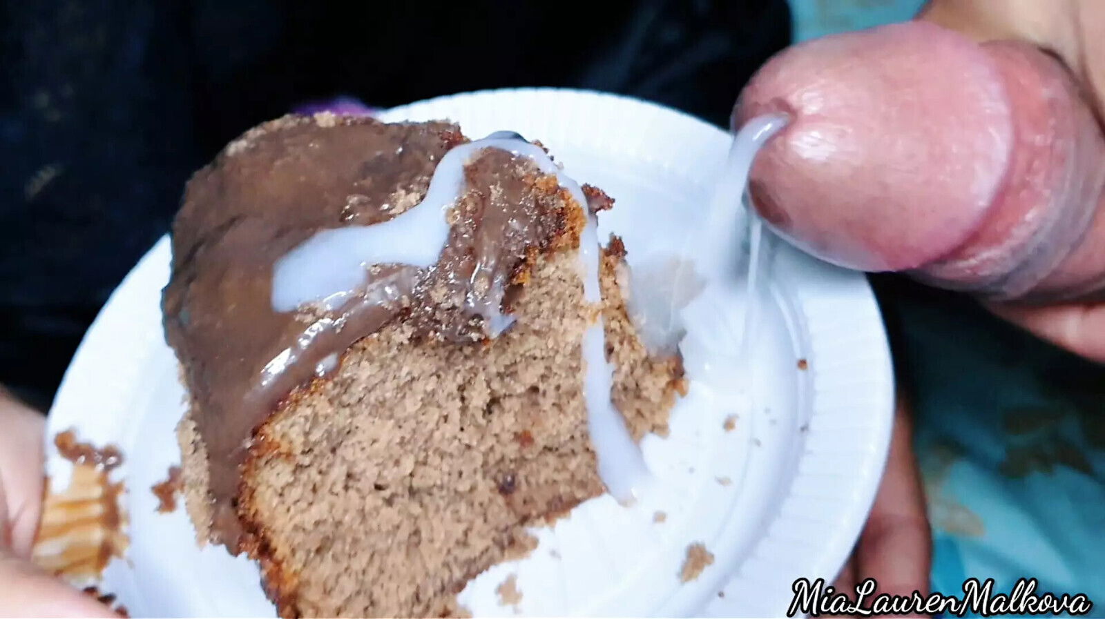 food porn fantasy. Eating cake with