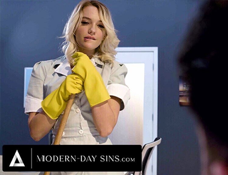 MODERN-DAY Horny Blonde Cleaning Lady Gets Rough Office Assfuck After Seducing Boss