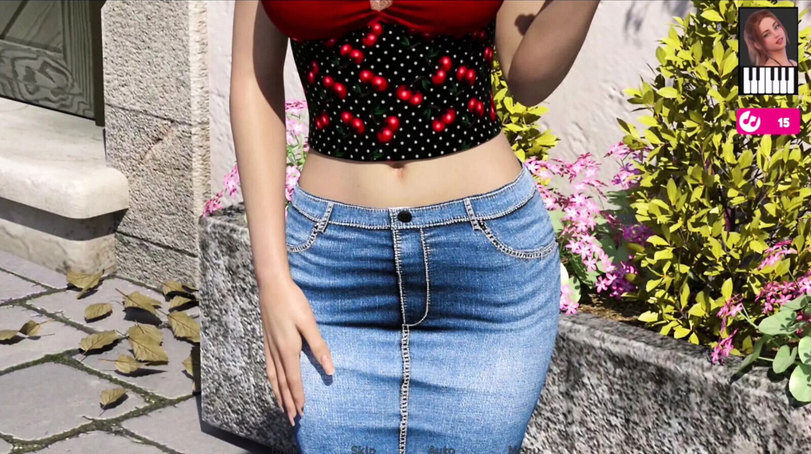 Melody Swiming back yard Sophia Chearleading outfit