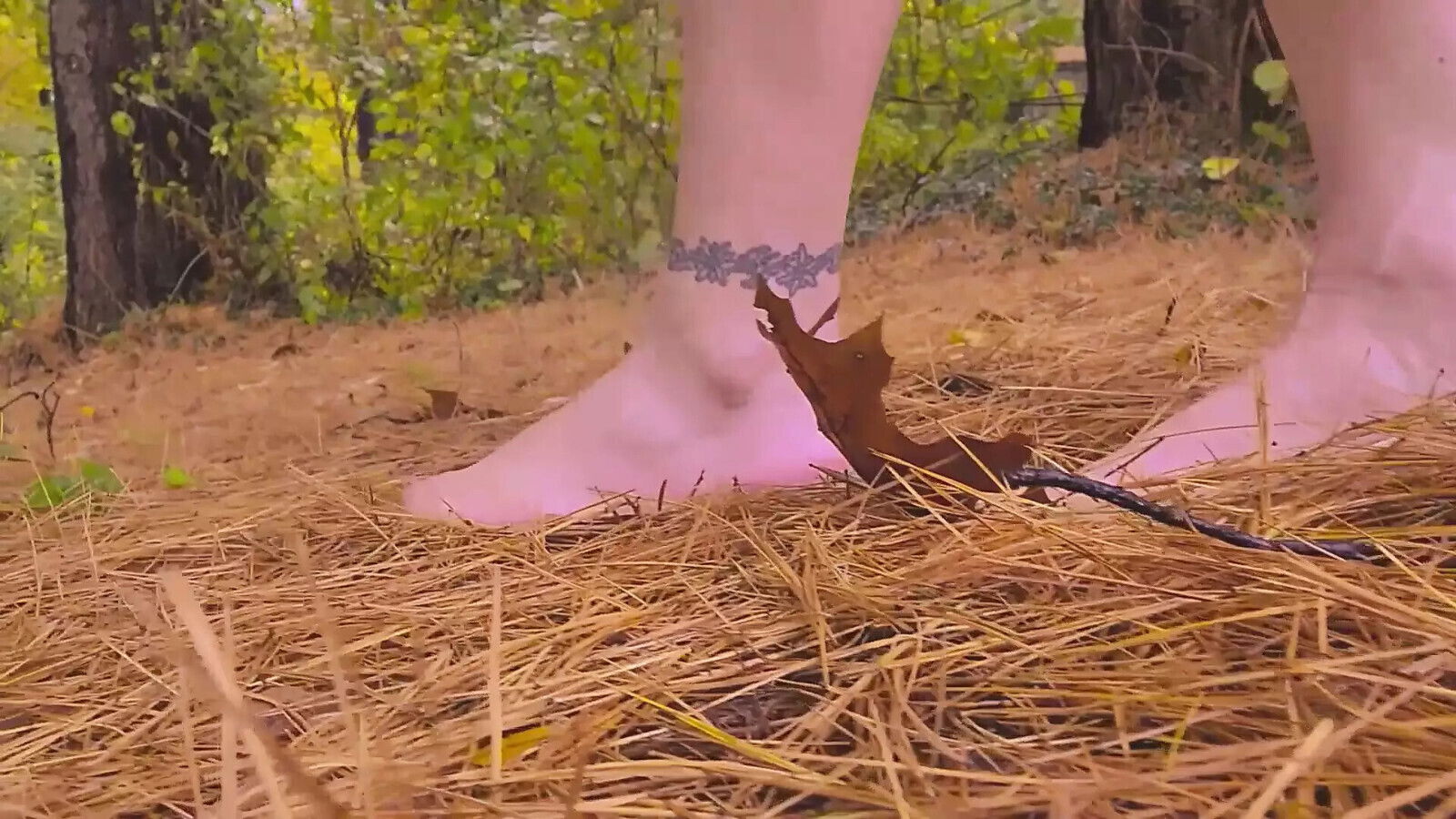 Mommy's Feet taking Rainy barefoot walk woods.. Close HUGE-TIT Mature Femdom Mistress Thursday