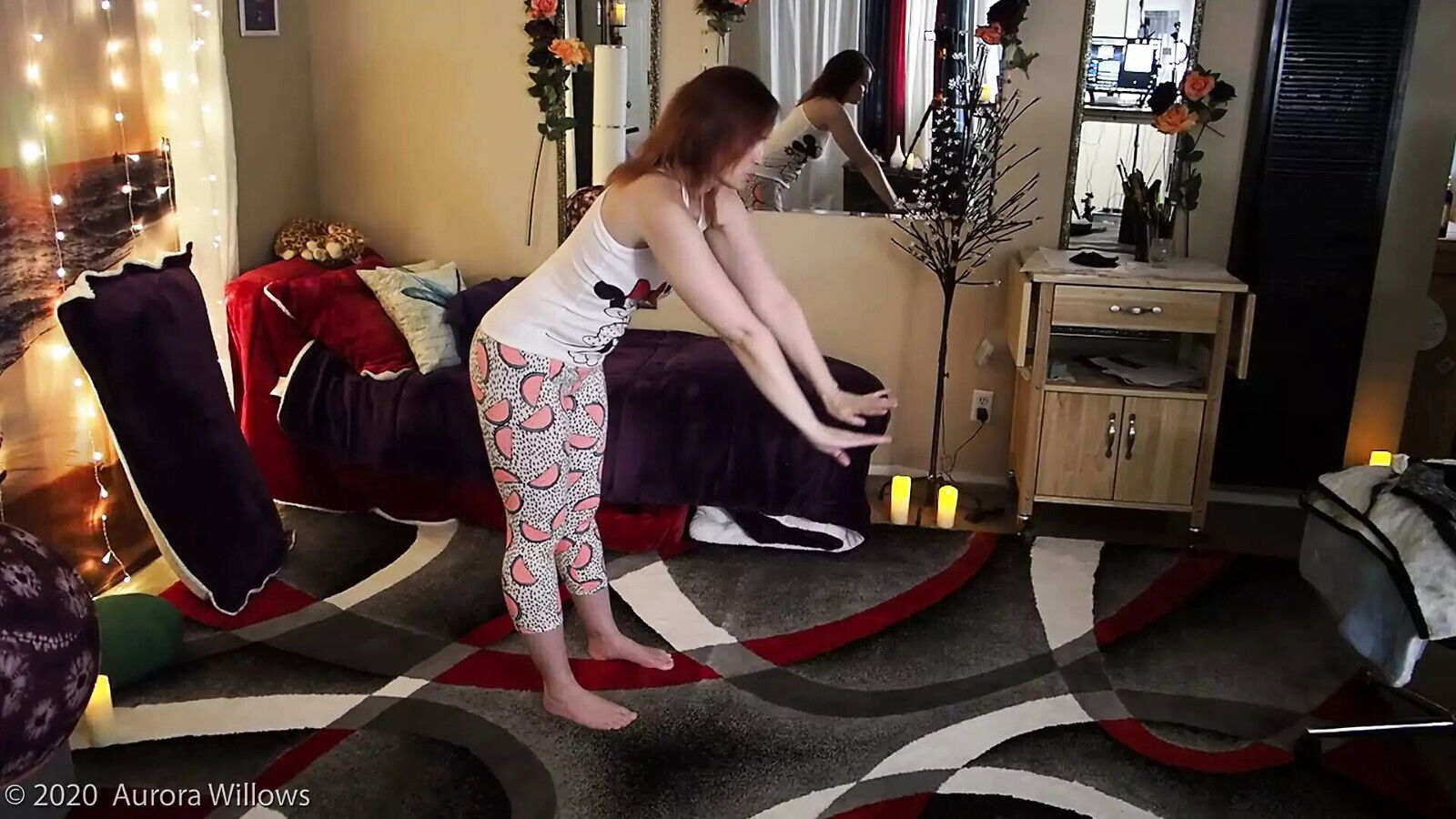 Stretching yoga pants rain strom