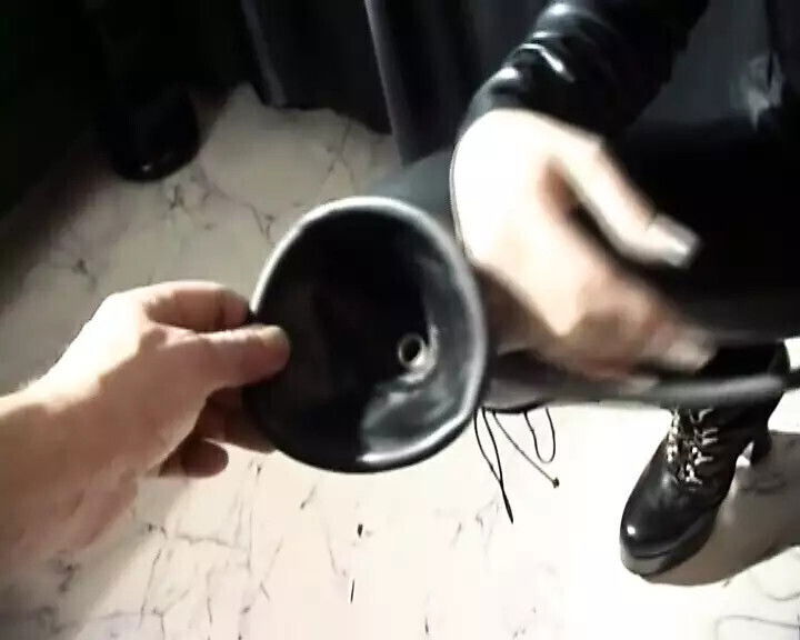 horny suck dildo through your latex mask really hard