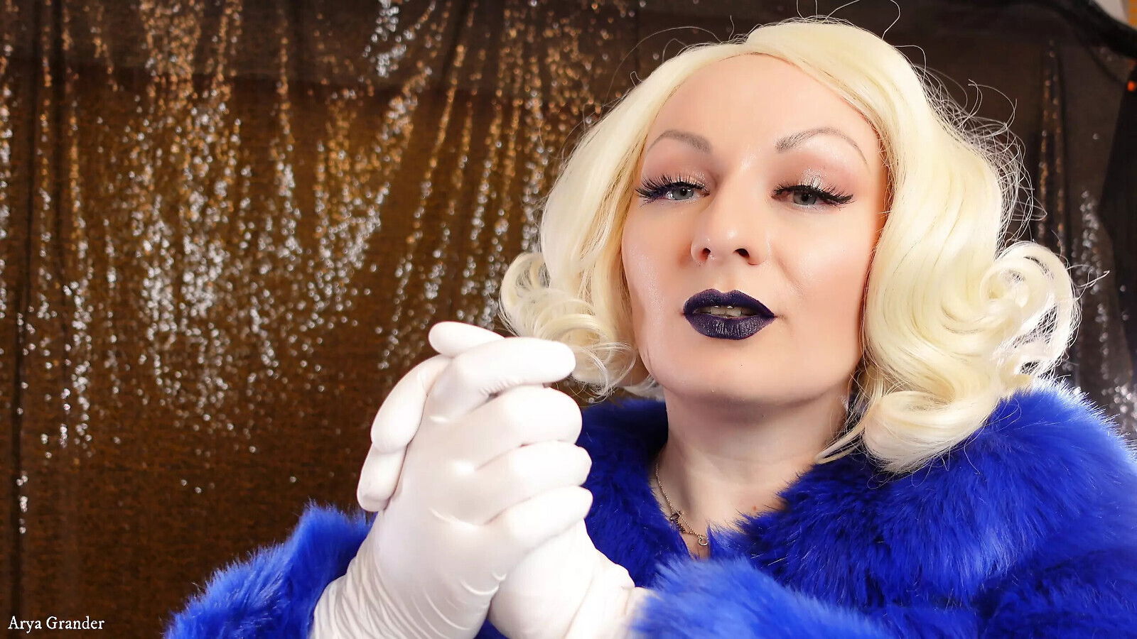 Medical nitrile white nurse gloves with dark lipstick Blonde ASMR