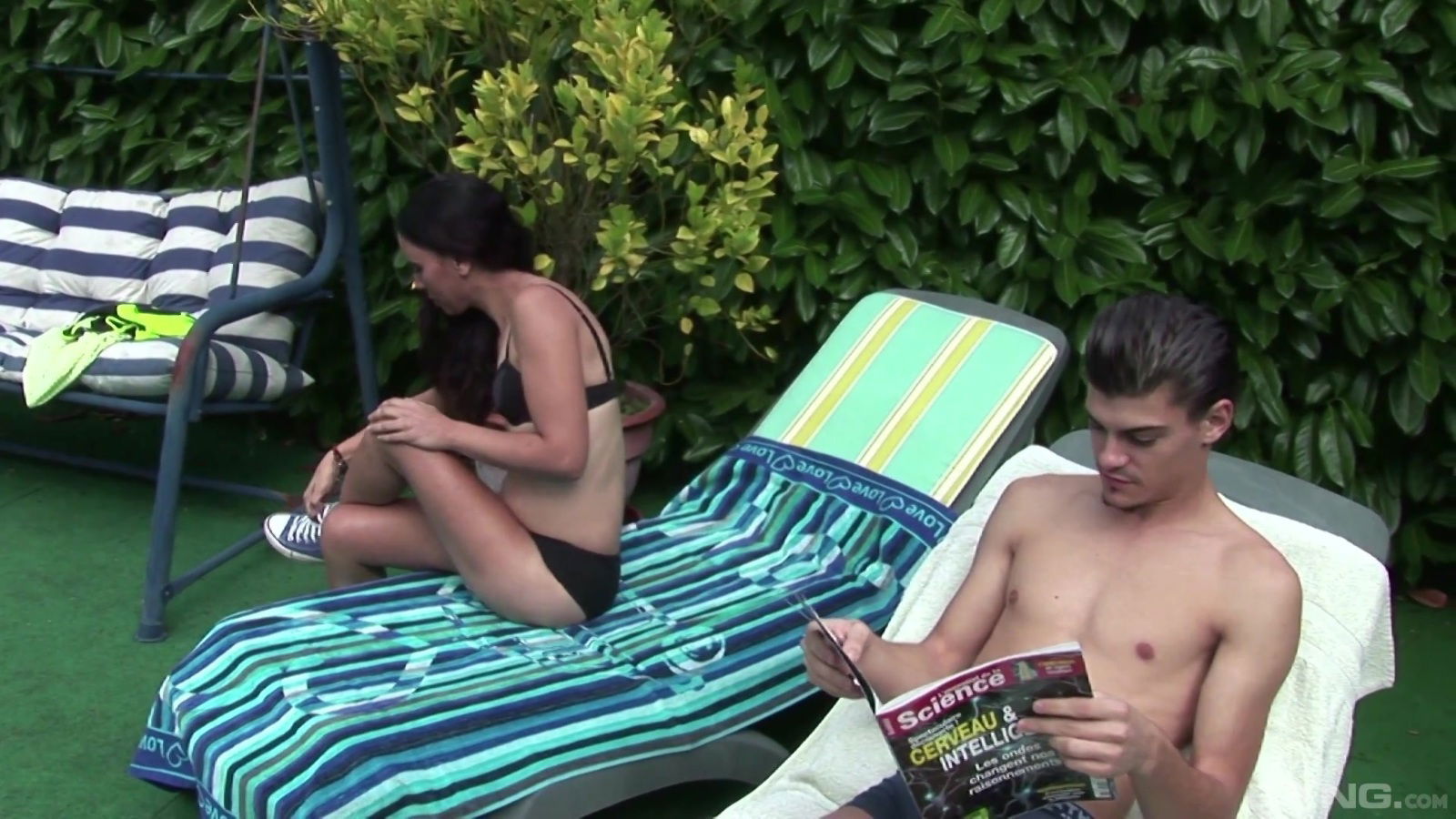 Louna Vasseur moans while being penetrated backyard