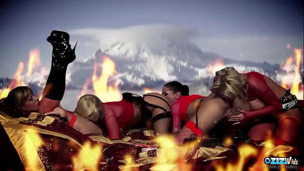 their stockings latex boots blonde brunette milfs have lesbian foursome