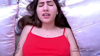 New cute brunette shows producer blowjob giving skills