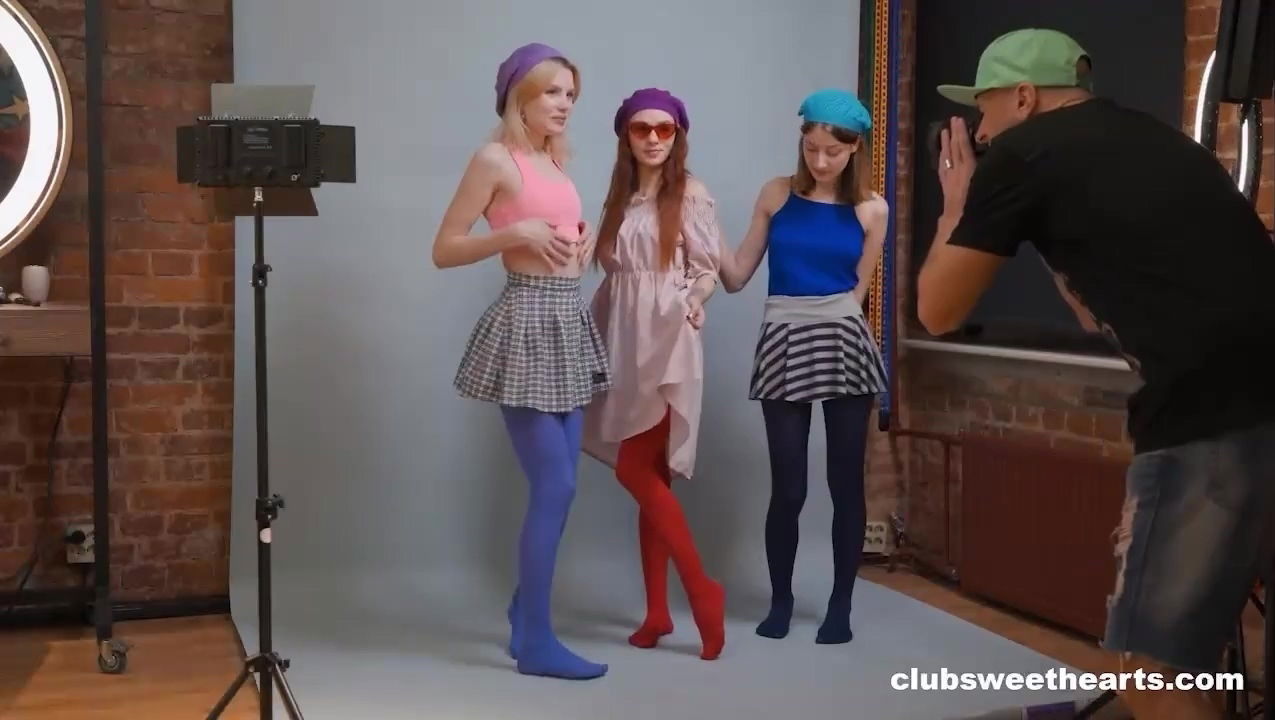 Tricky Photographer fucked three Russian teens right studio