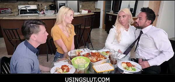 UsingSlut Freeuse Family Dinner Time Group step step Daughter step step Kylie Kingston, Kenna James, Rion King