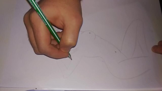 Drawing big-breasted Japanese woman with simple pencil
