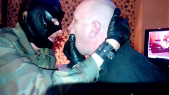 CRAZY hard BDSM SESSION with MILITARY MALE - VERY HARD SLAPPING in leather GLOVES and HOT KISSES