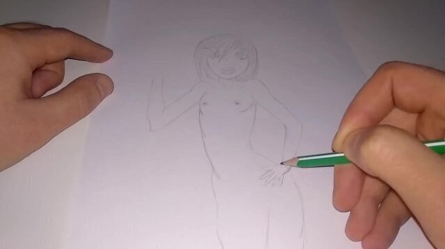 Naked anime girl welcomes