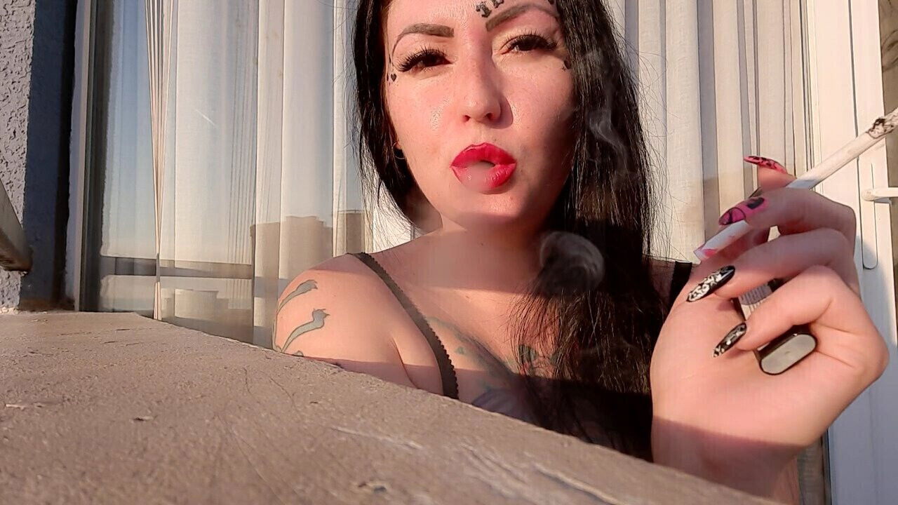 Sexy smoking from Dominatrix Nika. Mistress loves smoke blow cigarette smoke your face
