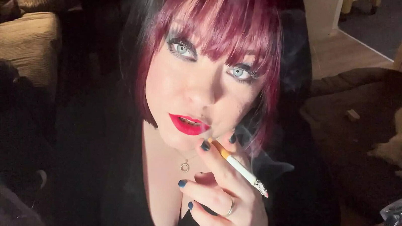 British Tina Snua Tugs Perky Nipples Chain Smokes Cigarettes Satisfies Smoking Fetish