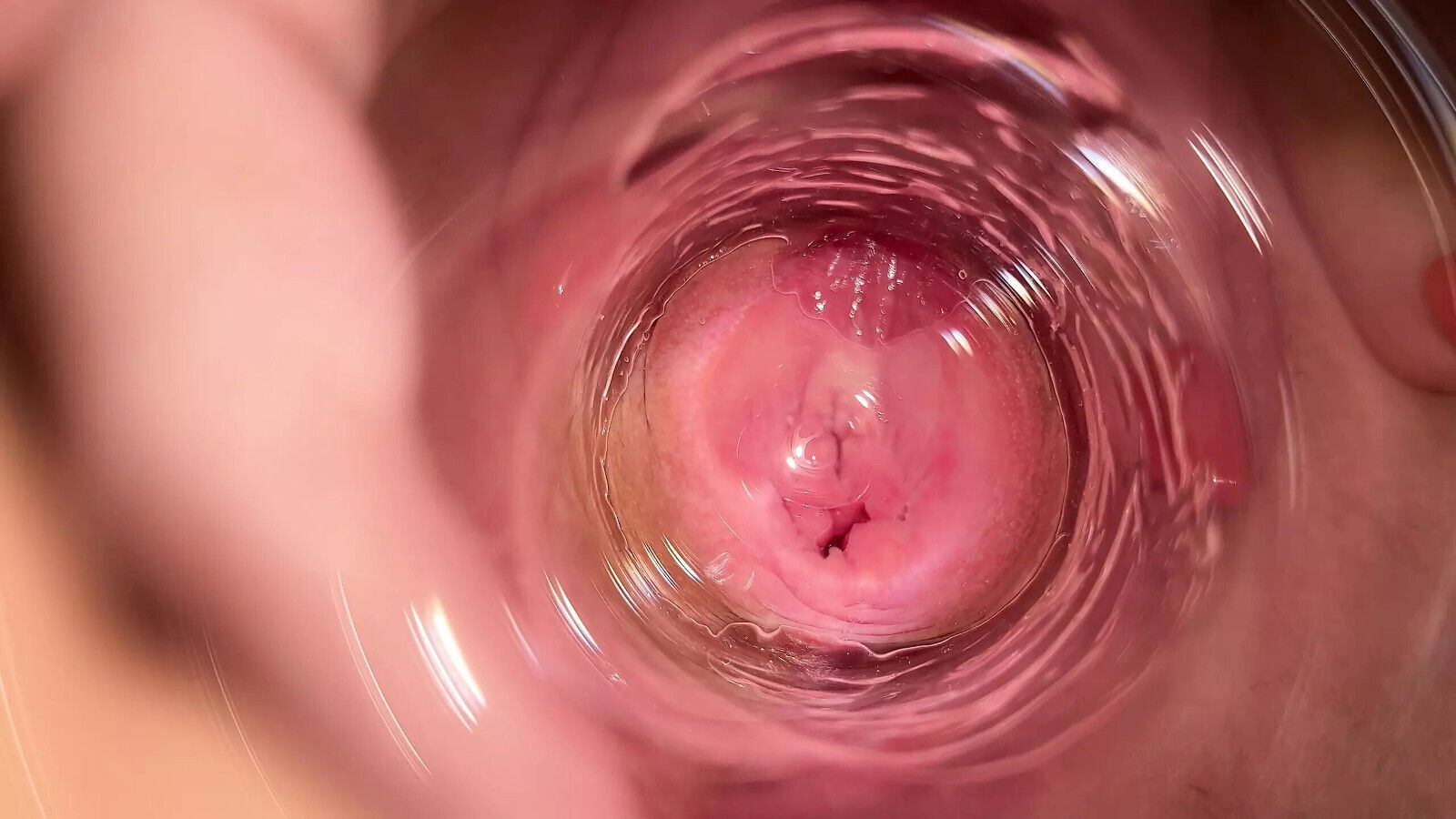 Camera deep inside Mia's vagina