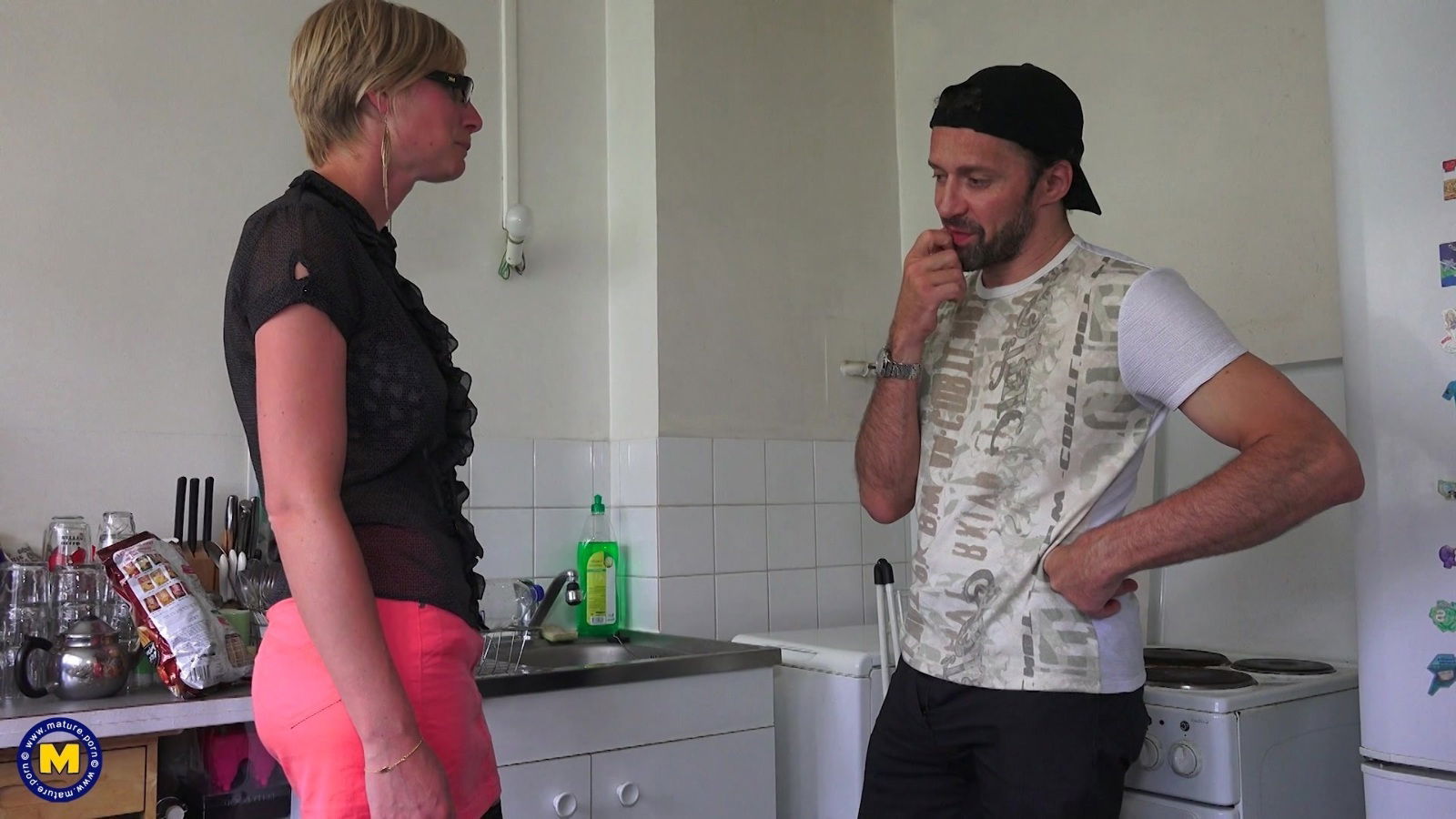 Diane Murphy wearing black stockings gets fucked sofa