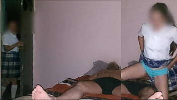 Teen girl Mexican student takes advantage step uncle! step uncle came back drank take advantage when I'_m home alone, homemade, step niece