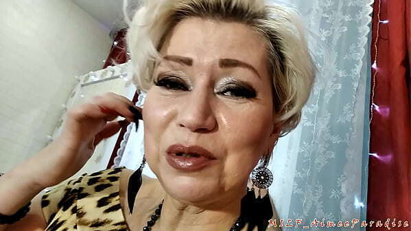 Russian granny leopard costume smokes talks about life until starts sucking young lover'_s dick...